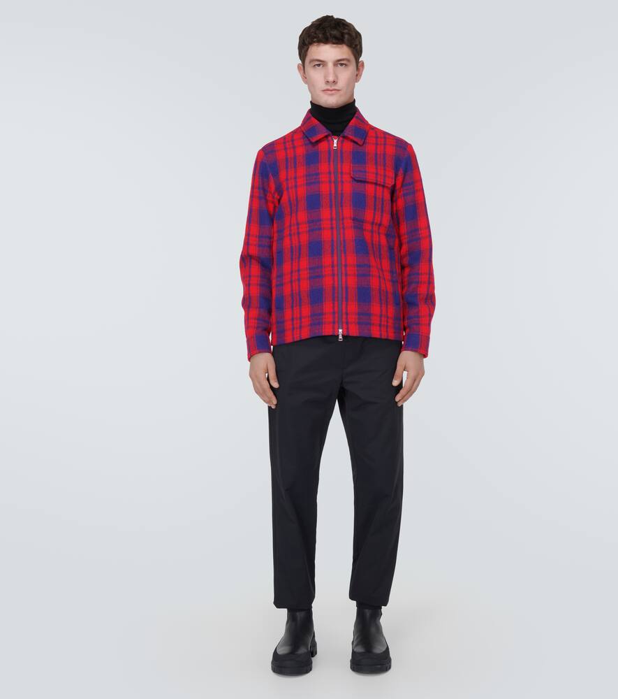 Moncler logo-patch plaid shirt jacket | Smart Closet