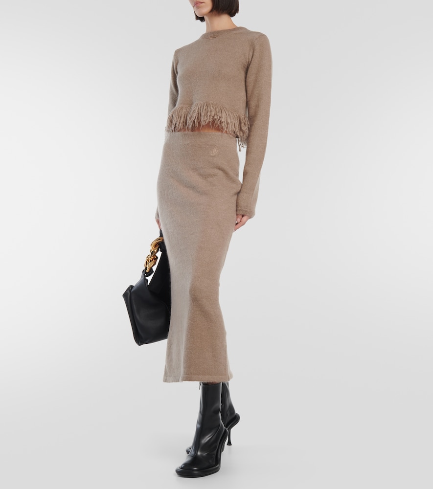  Jw Anderson Jw Anderson High-rise Mohair-blend Midi Skirt 