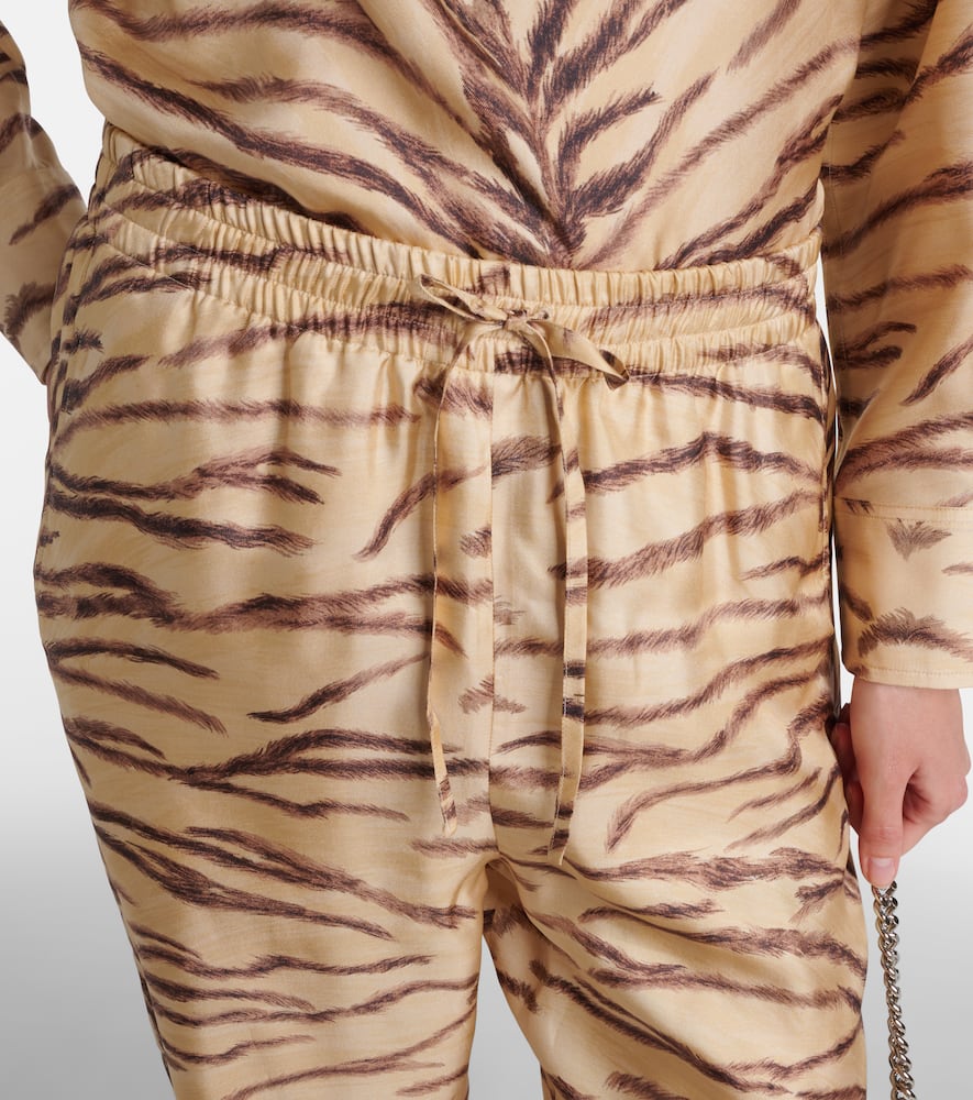 Shop Stella Mccartney Printed High-rise Silk Wide-leg Pants In Multicoloured