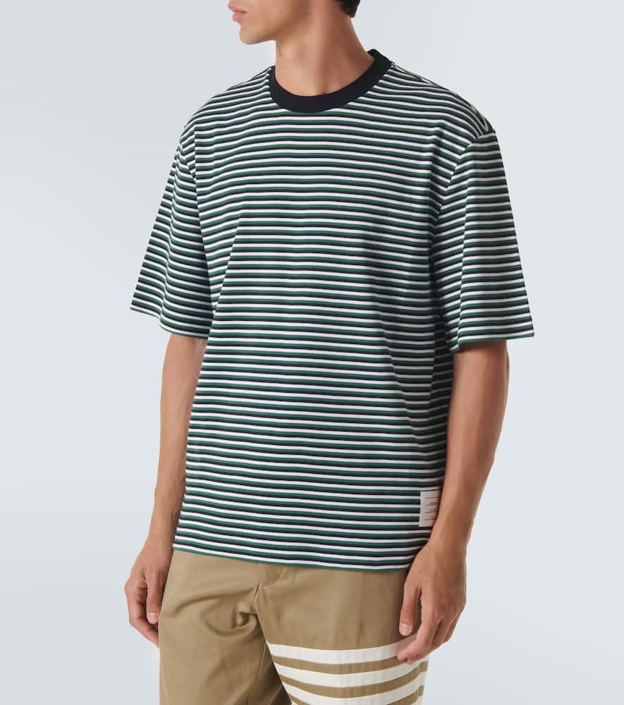 Shop Thom Browne Striped Oversized Cotton T-shirt In Multicoloured