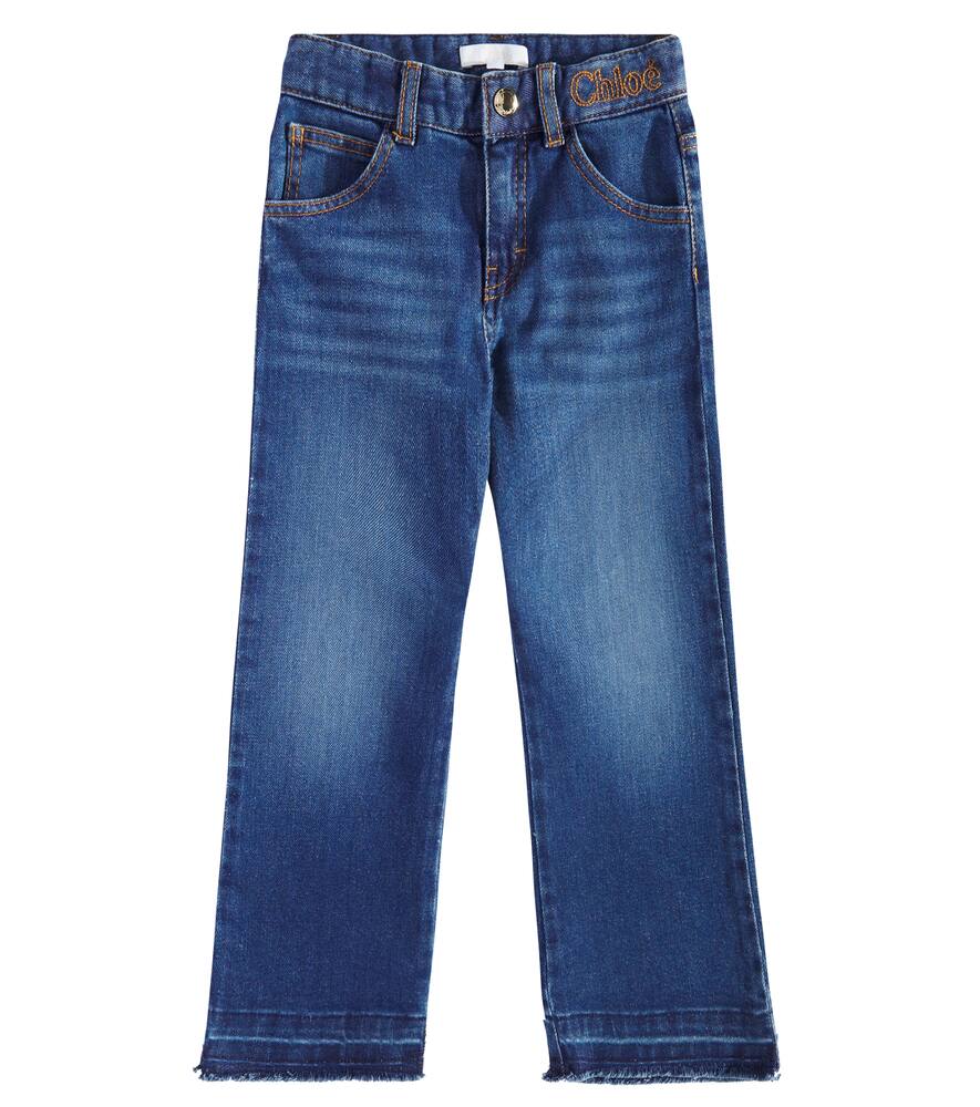 Chloé Kids Logo embroidered straight jeans