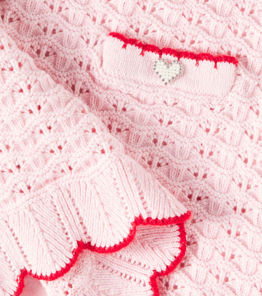 Self-portrait Embellished Scalloped Cotton-blend Skirt In Pink