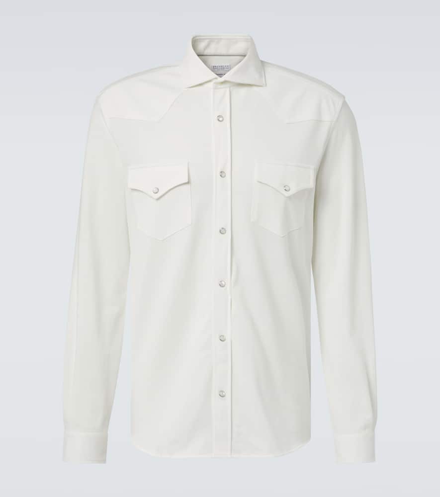 Brunello Cucinelli Men Cotton Shirt In White