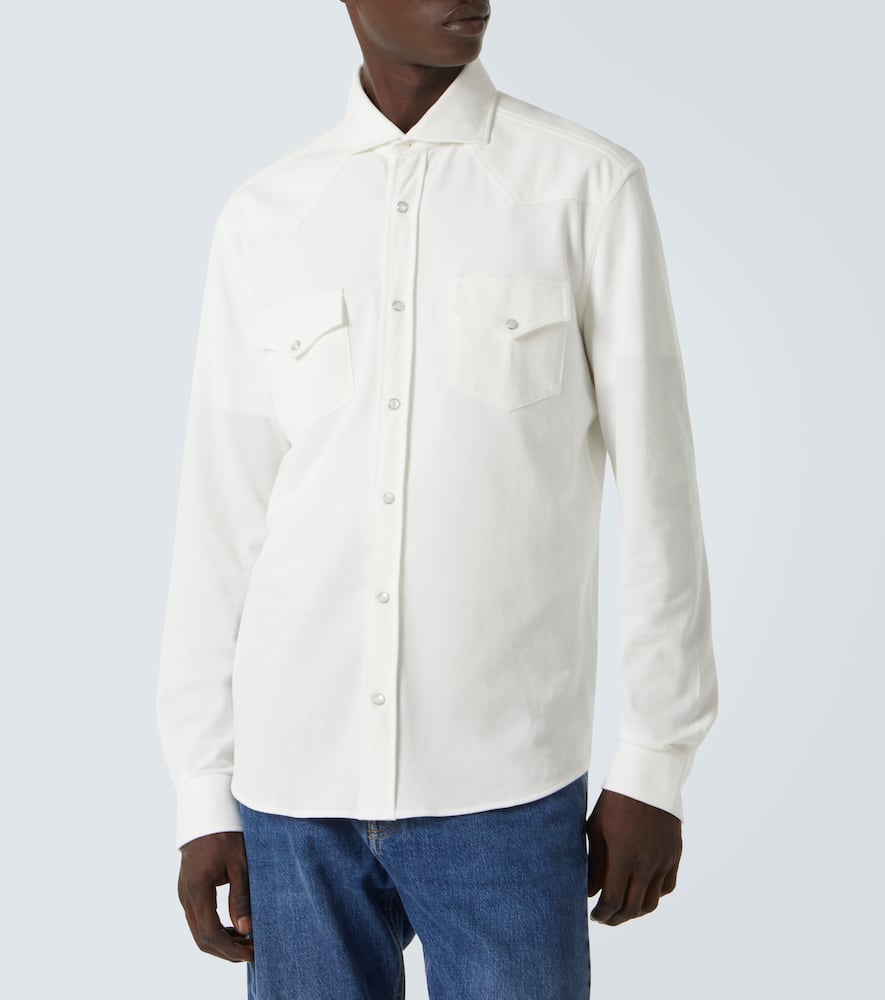 Brunello Cucinelli Men Cotton Shirt In White