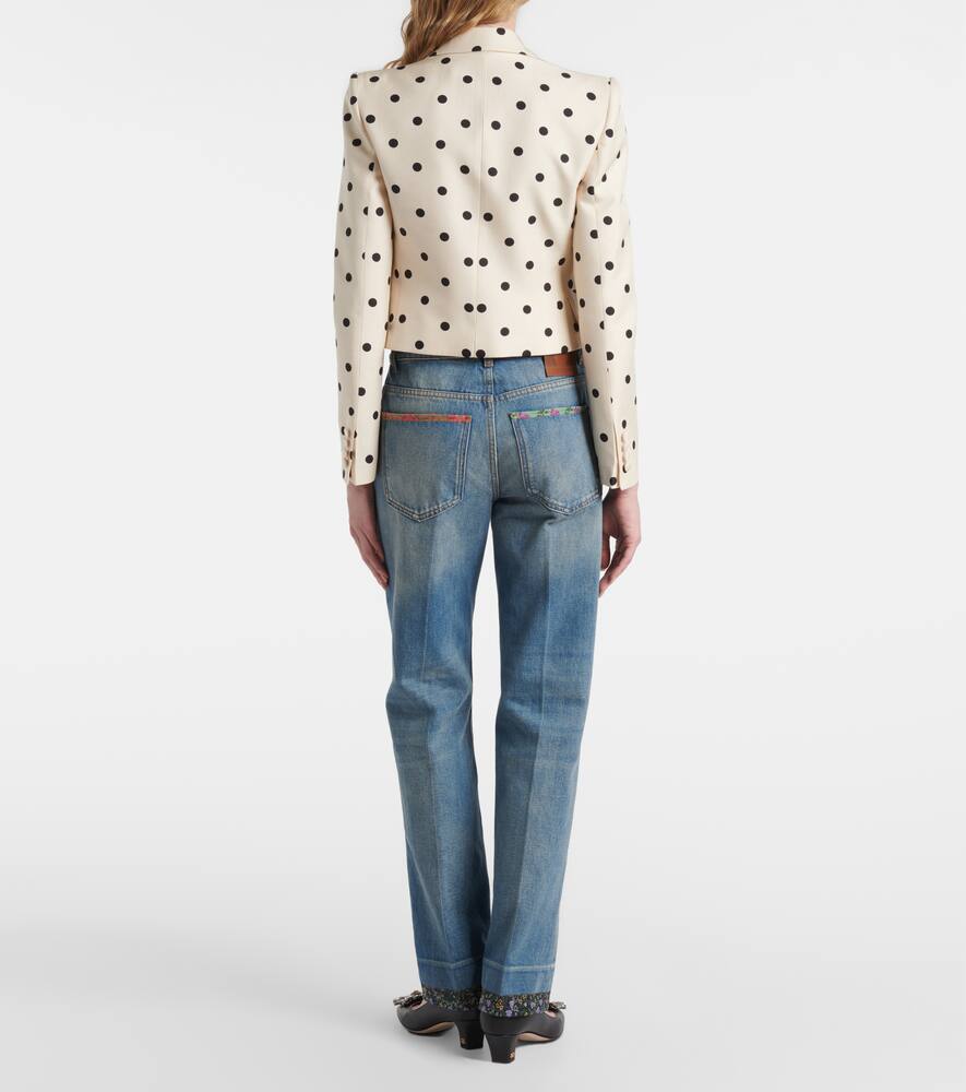 Valentino Bow-embellished Polka-dot Silk-shantung Jacket In White