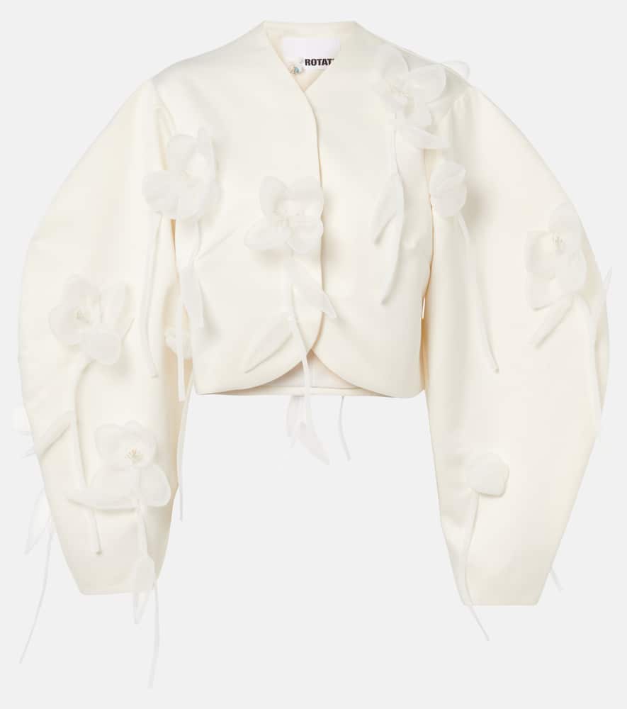 Bridal floral-appliqué jacket