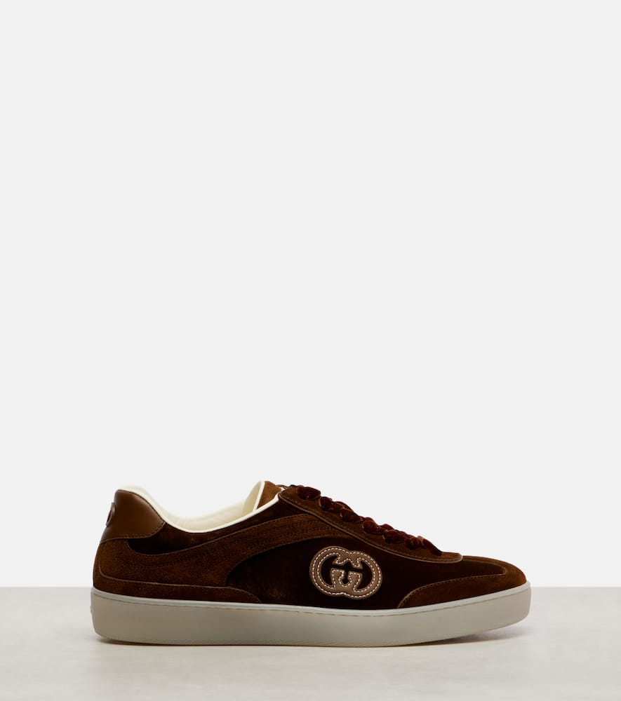 Gucci G75 Suede Sneakers In Brown