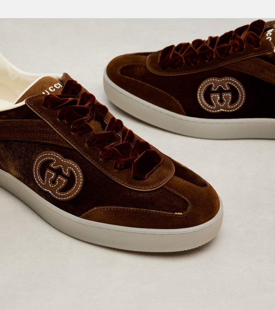 Gucci G75 Suede Sneakers In Brown