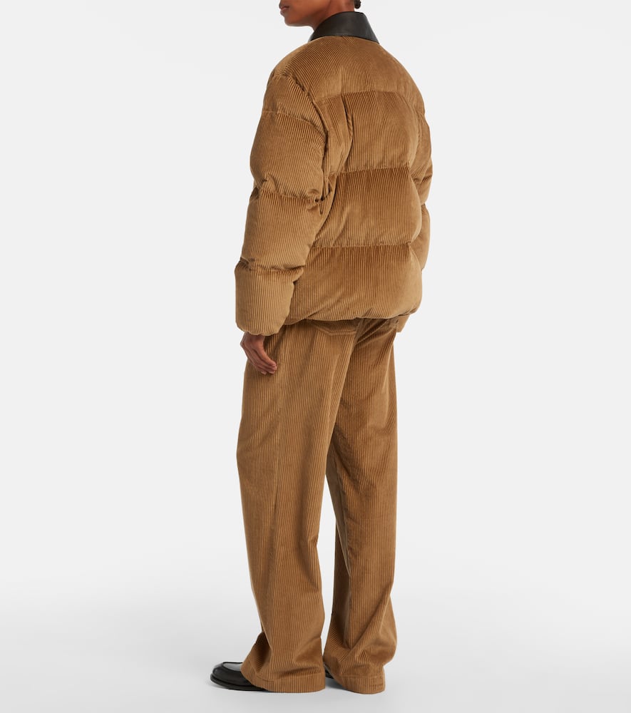 Miu Miu Cotton Corduroy Down Jacket In Brown