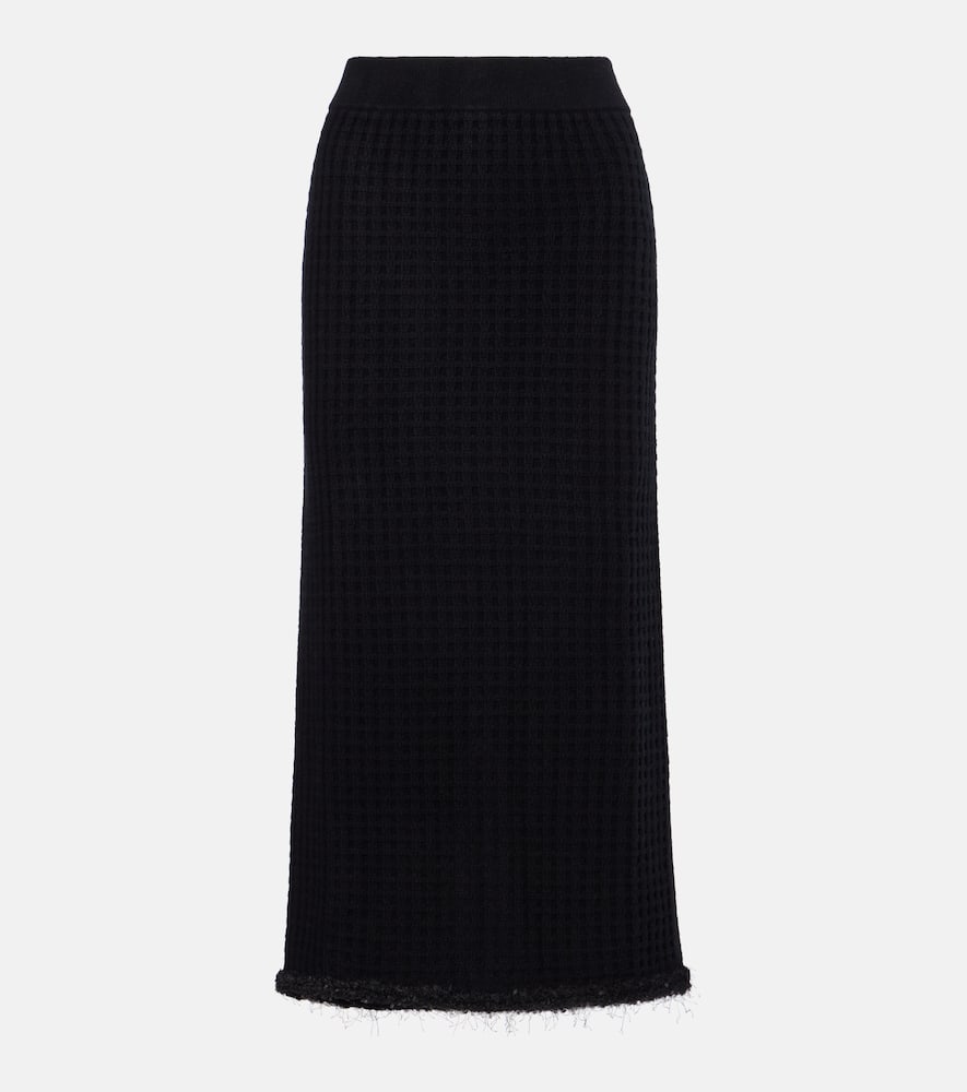 Distressed wool and cashmere pencil skirt