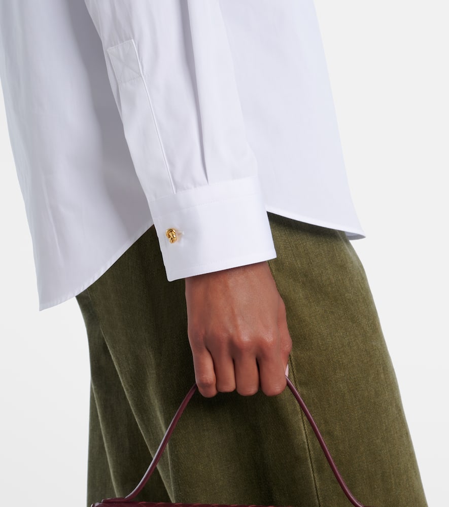 Bottega Veneta Knot Cotton Poplin Shirt In White