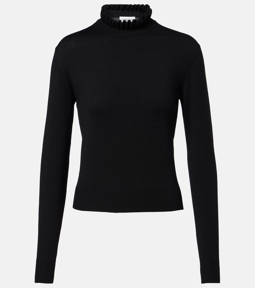 Alexander Mcqueen Scalloped Wool-blend Sweater In Black