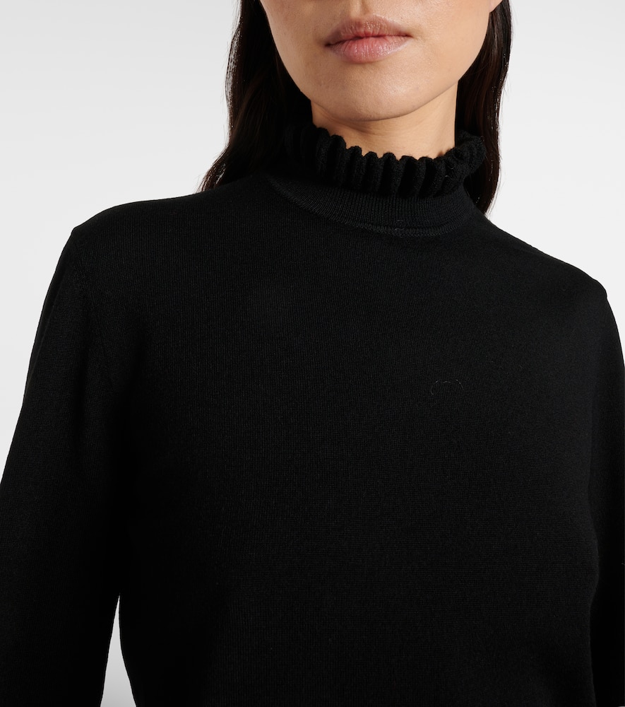 Alexander Mcqueen Scalloped Wool-blend Sweater In Black