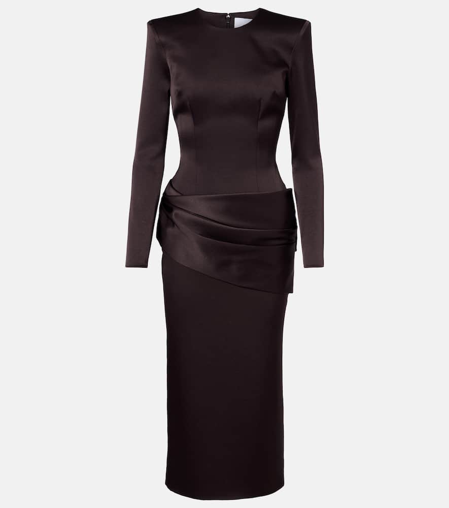 Alex Perry Draped Satin Crêpe Cocktail Dress In Brown