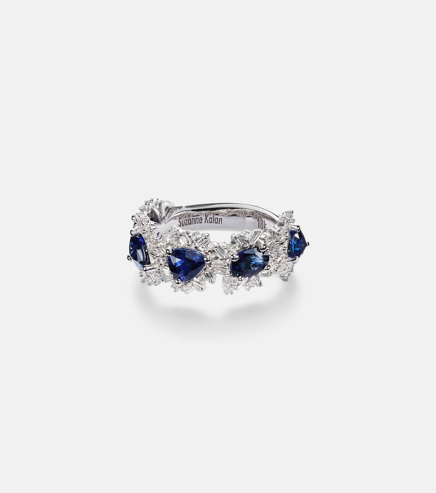 Suzanne Kalan 18kt White Gold Ring With Sapphires And Diamonds In Metallic