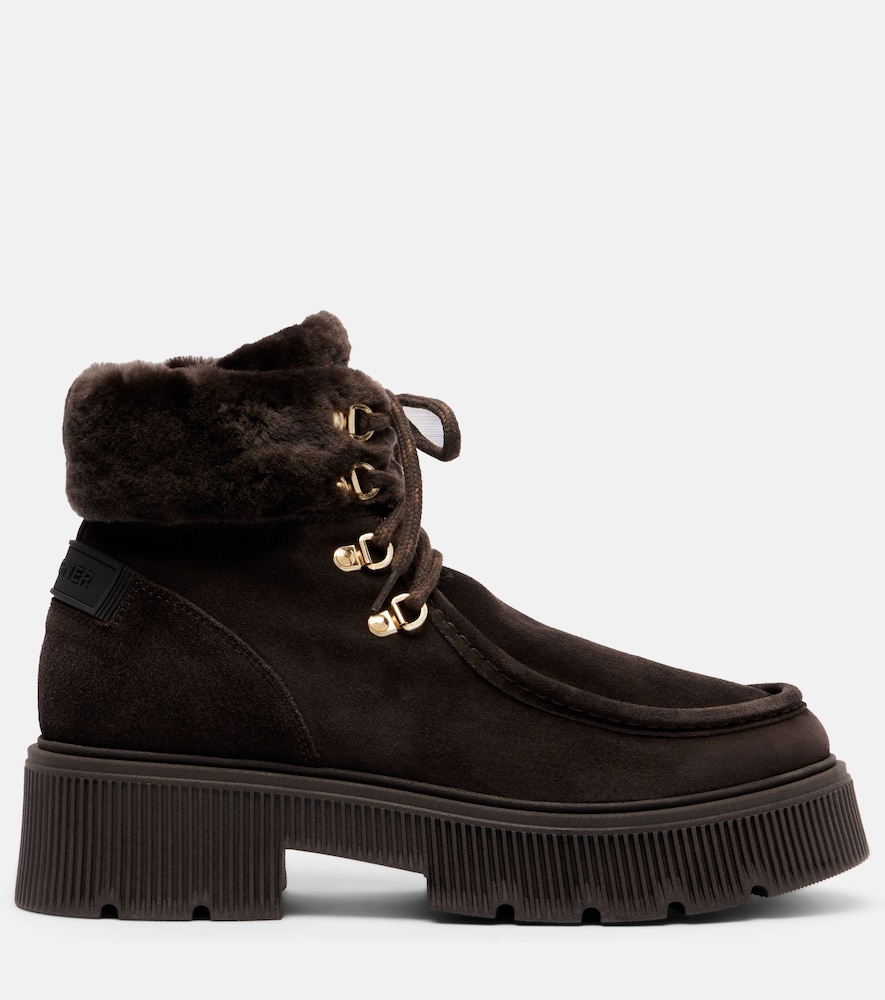  Bogner Bogner Turin Shearling-trimmed Suede Lace-up Boots 