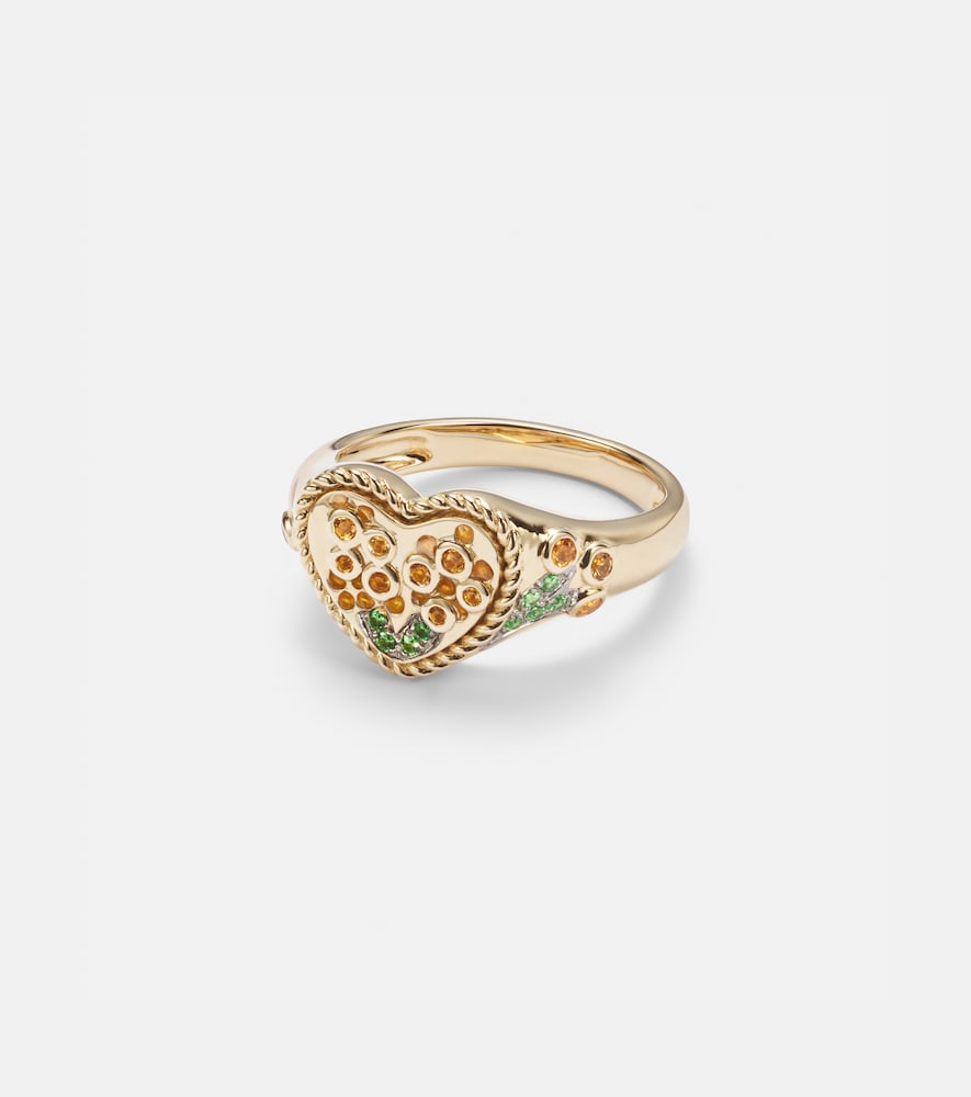 Yvonne Leon Yvonne Léon Caur Mimosa Mini 9kt gold pinky ring with gemstones