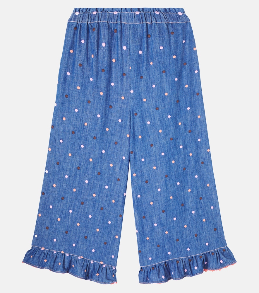  Zimmermann Kids Zimmermann Kids Embroidered Polka-dot Denim Pants 