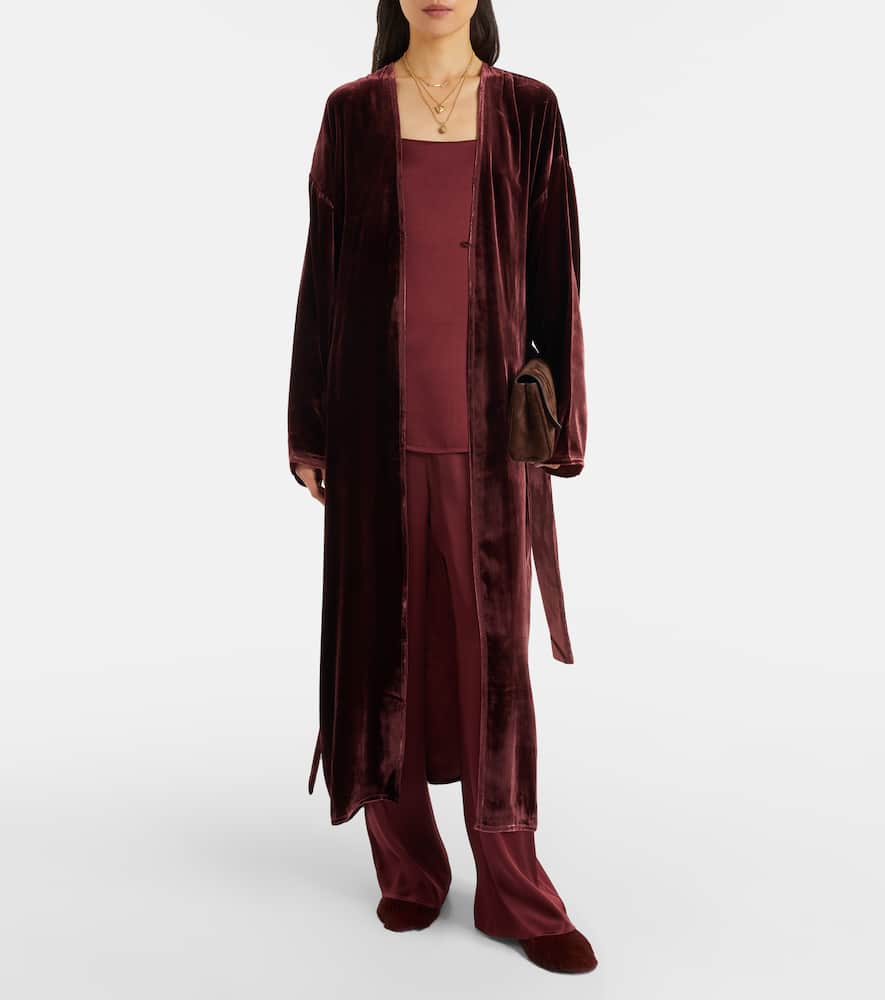 Asceno Austin Silk Satin Wide-leg Pants In Burgundy