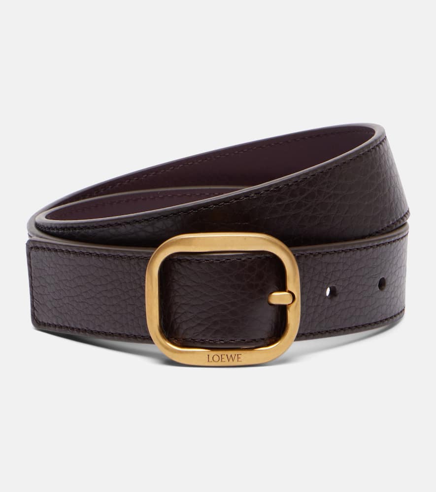 Loewe Rounded Leather Belt In Burgundy