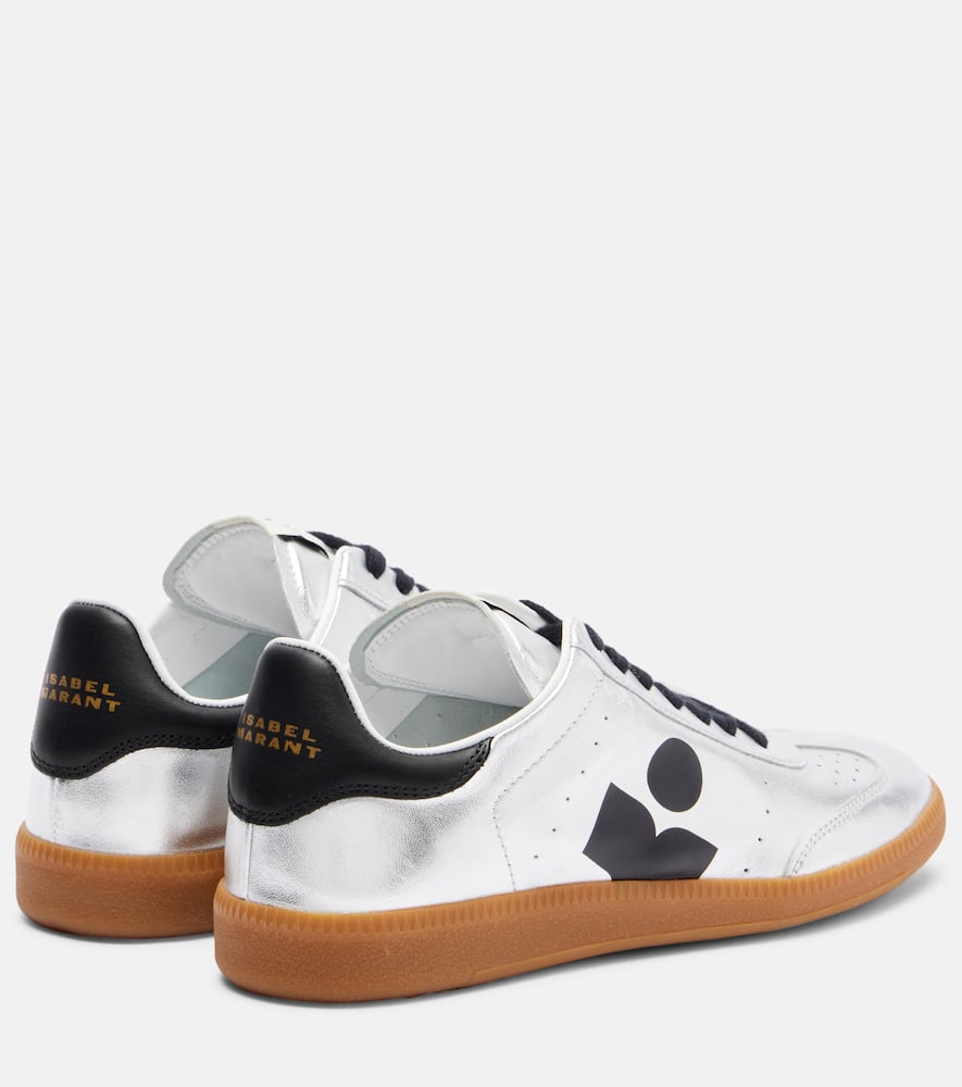Isabel Marant Kaycee Metallic Leather Sneakers In Silver