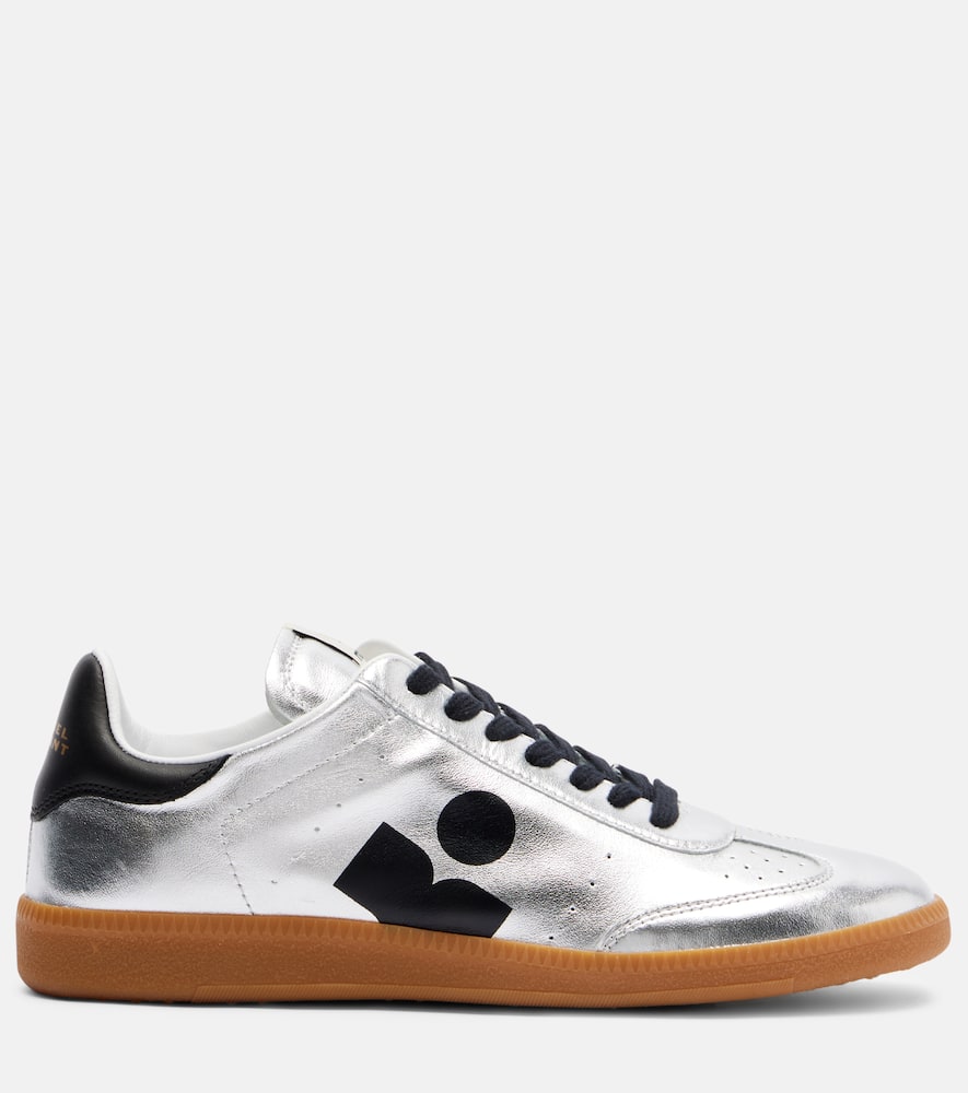 Isabel Marant Kaycee Metallic Leather Sneakers In Silver