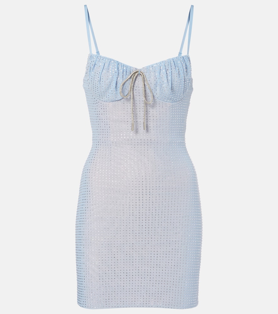 Area Crystal-embellished Minidress In Blue