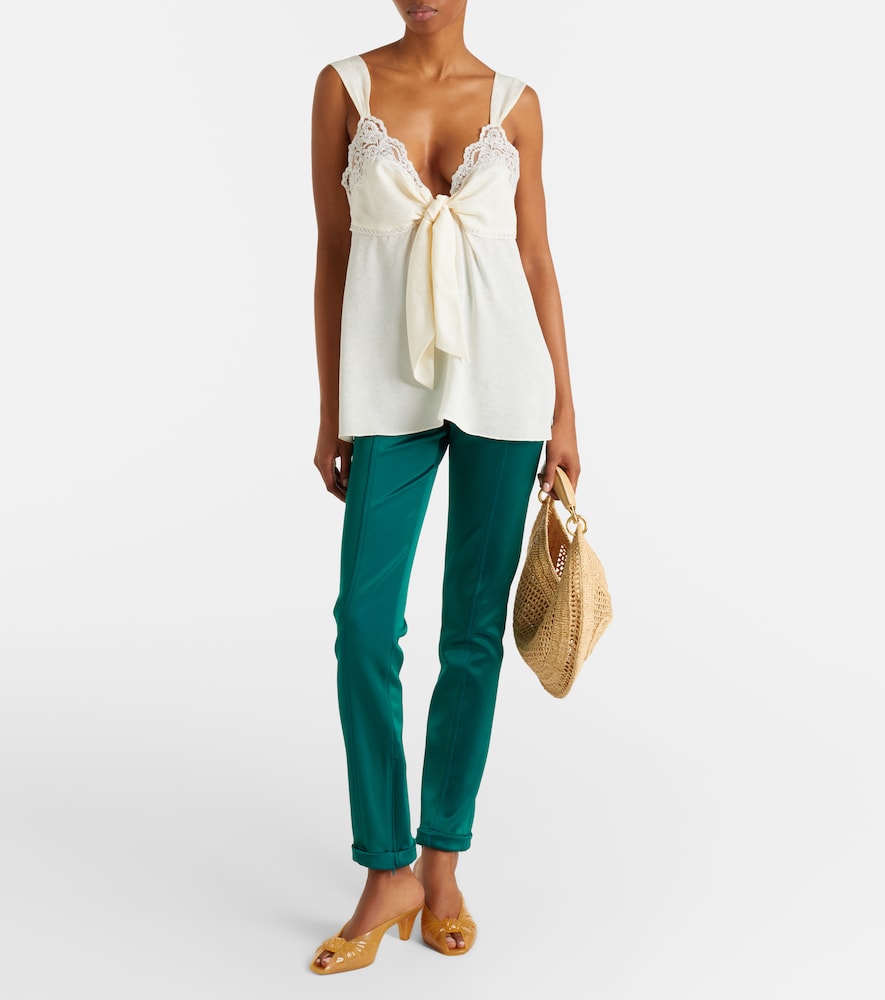 Chloé Lace-trimmed silk top