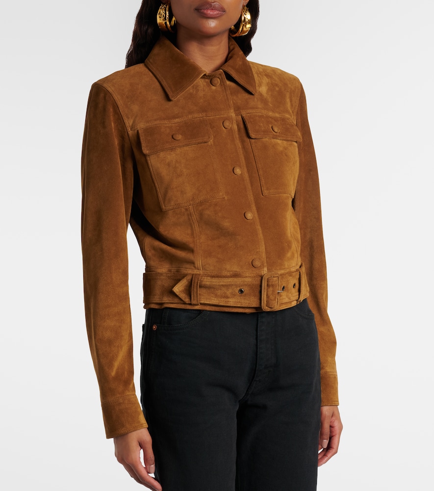  Saint Laurent Saint Laurent Belted Cropped Suede Jacket 