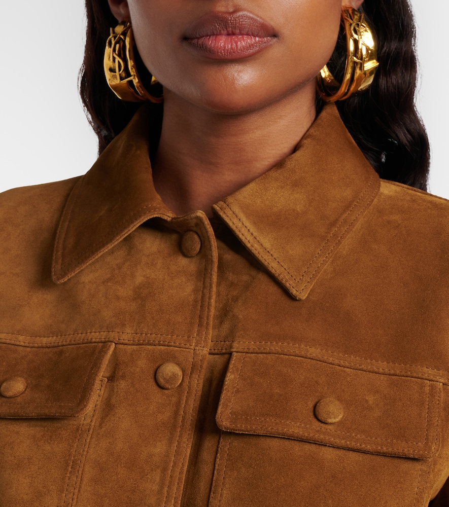  Saint Laurent Saint Laurent Belted Cropped Suede Jacket 