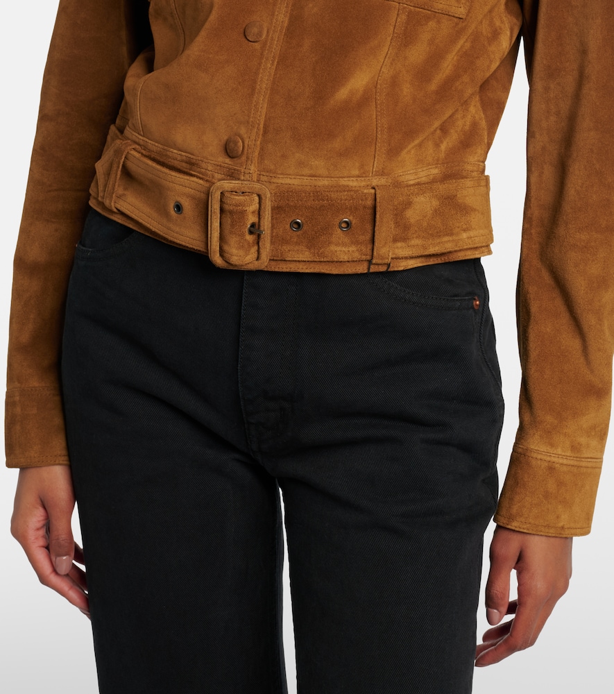 Belted Cropped Suede Jacket