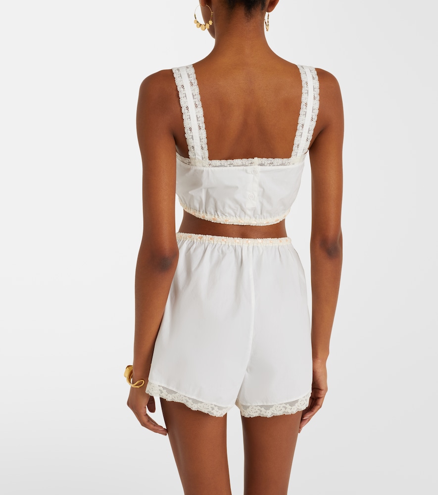 Alma Lace-Trimmed Cotton Crop Top