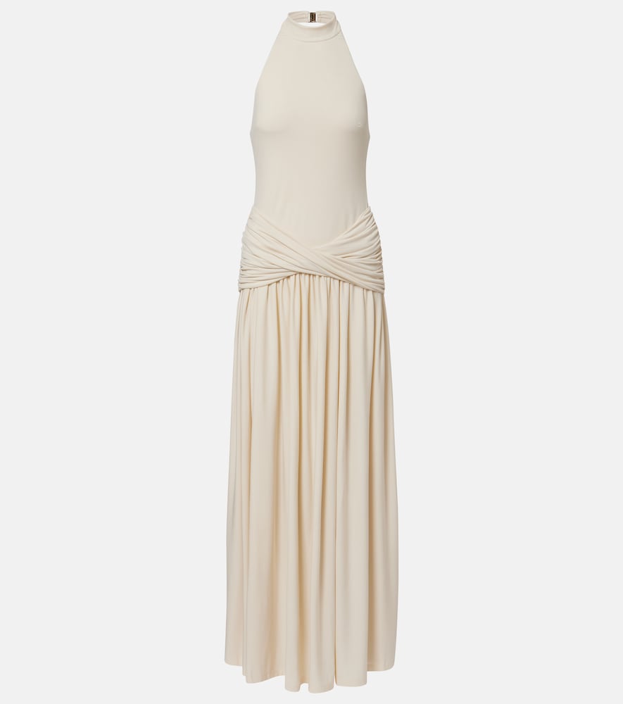 Bananhot Zoya Halterneck Maxi Dress In Sand