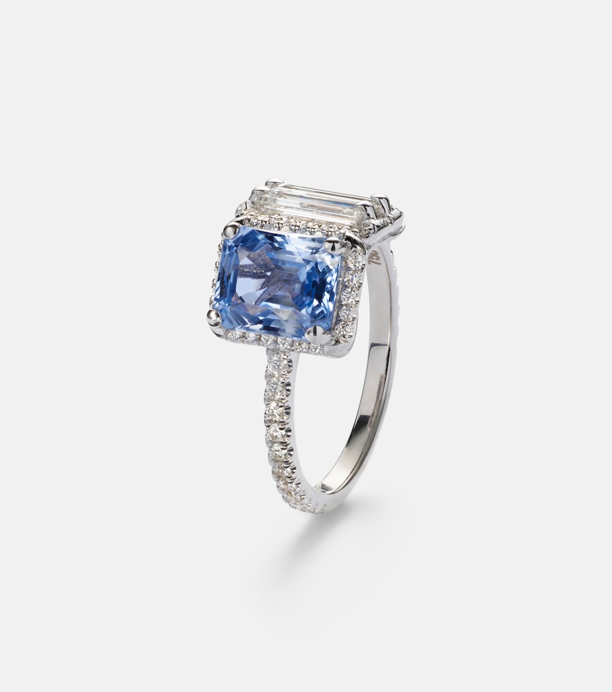  Suzanne Kalan Suzanne Kalan 18kt White Gold Ring With Diamonds And Sapphire 