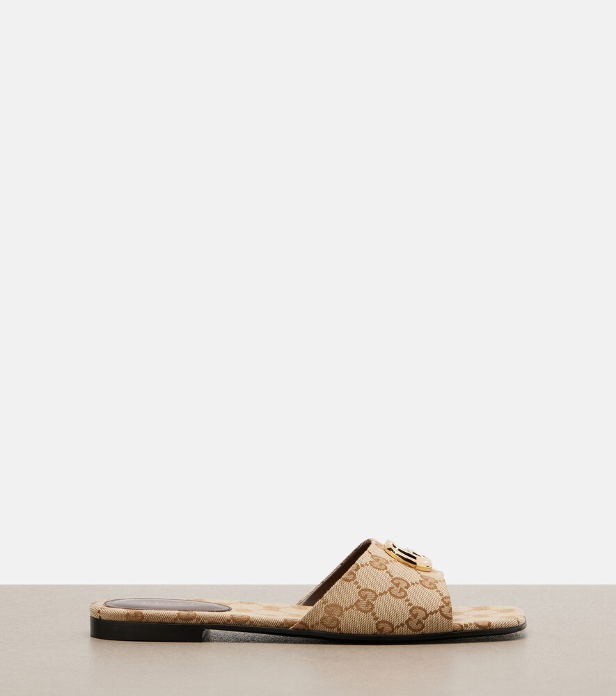  Gucci Gucci Double G Gg Canvas Slides 