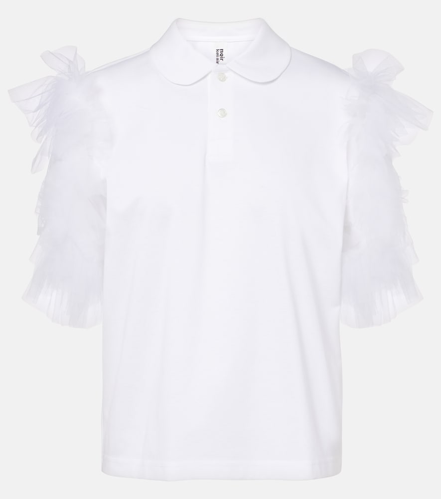 Noir Kei Ninomiya Tulle-trimmed cotton polo shirt