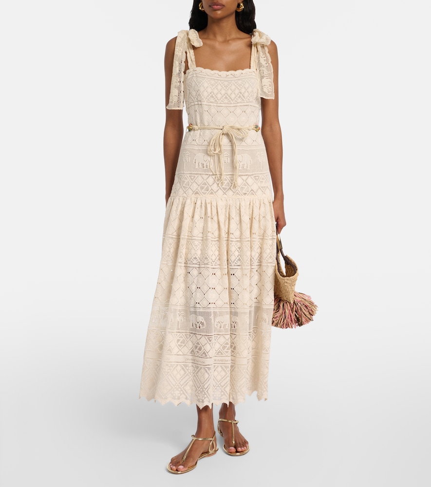 Zimmermann Indra belted cotton lace midi dress