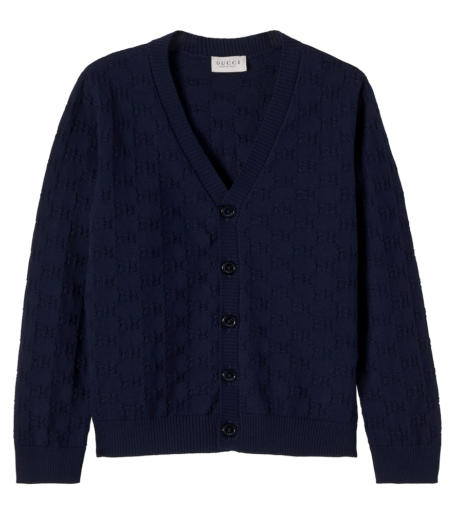 Gucci Kids Blue Gg Cotton Jacquard Cardigan Y Size 12 - Mytheresa