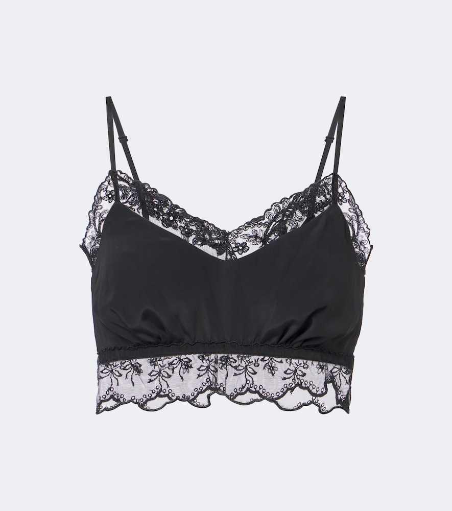 Simone Rocha Women's Black Lace-Trimmed Satin Bralette UK Size 14 - Mytheresa