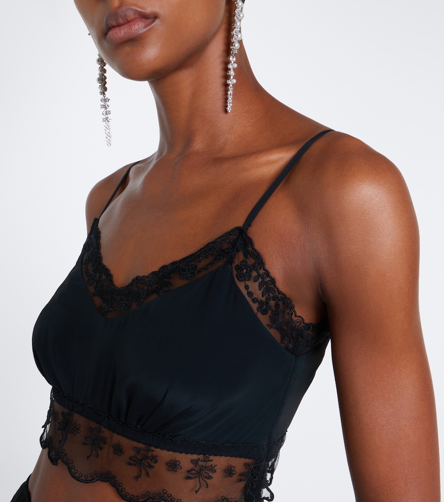 Lace-Trimmed Satin Bralette