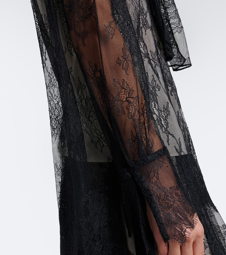 Bow-Detail Floral Lace Blouse