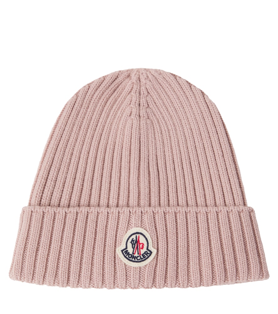 Moncler Enfant Pink Logo Virgin Wool Beanie - Mytheresa