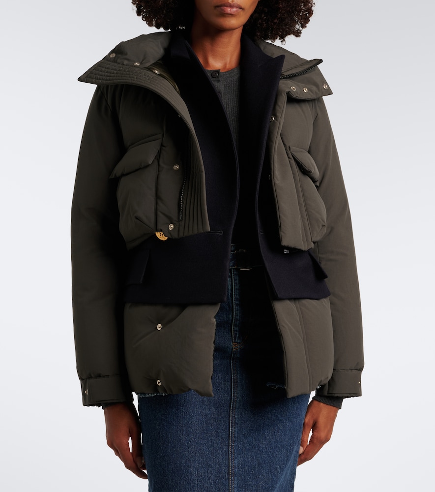 Layered Wool-Trimmed Down Jacket