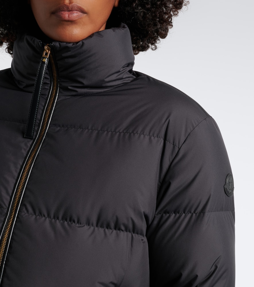 Leather-Trimmed Down Jacket