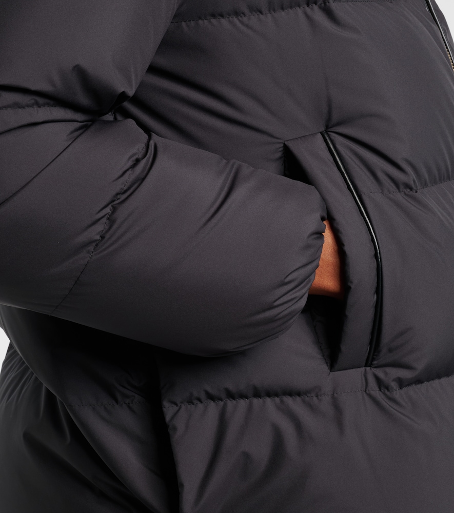 Leather-Trimmed Down Jacket
