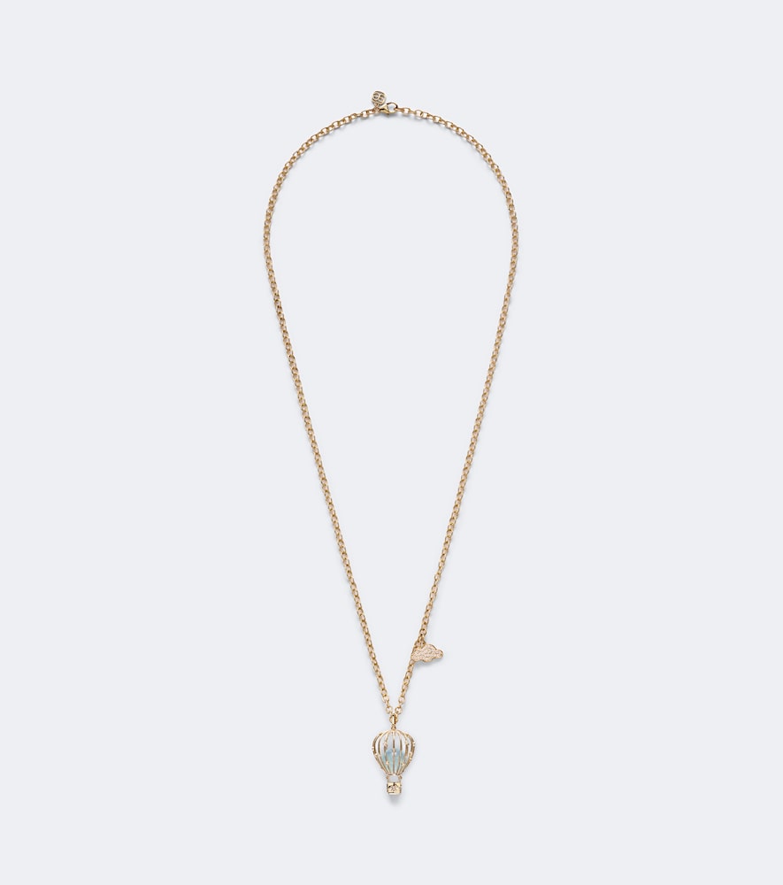 Halskette Hot Air Balloon and Cloud aus 14kt Gelbgold mit Diamanten und Aquamarin