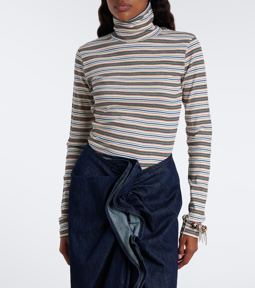 Striped Cotton-Blend Turtleneck Sweater