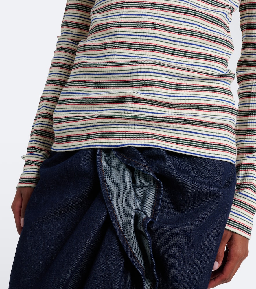 Striped Cotton-Blend Turtleneck Sweater