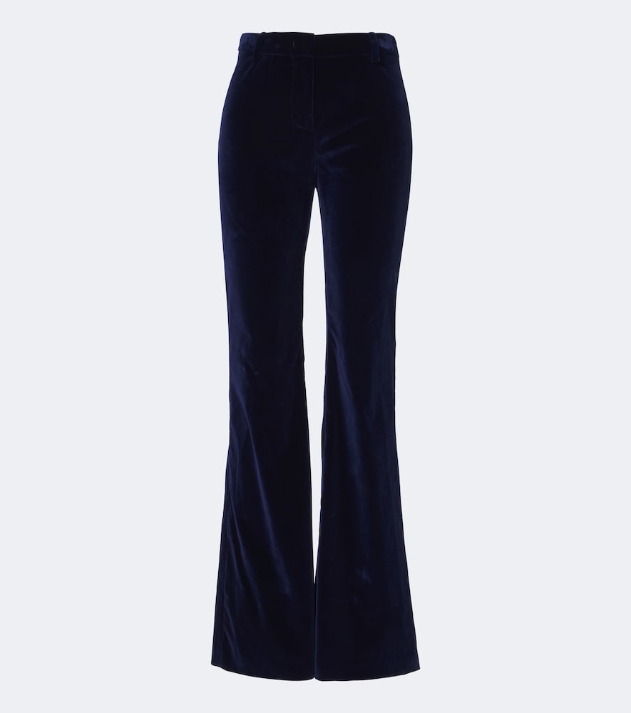 Etro Cotton Velvet Flared Pants In Blue