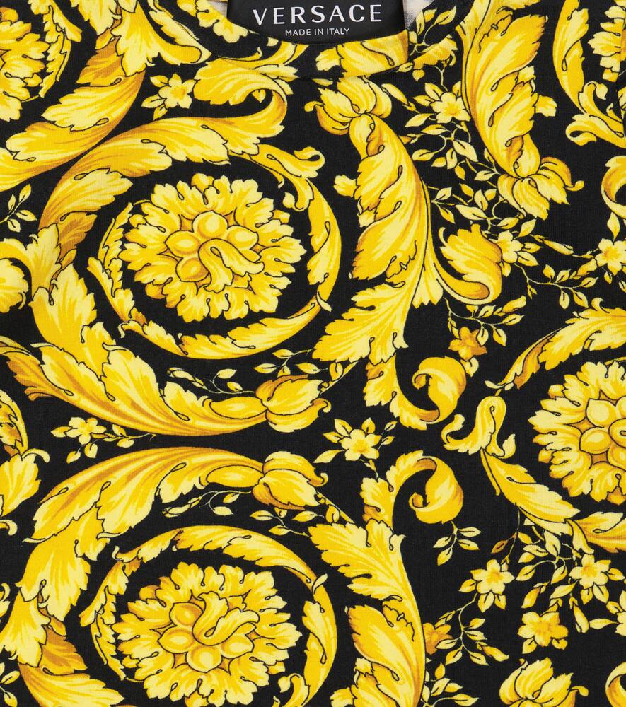 Versace Baroque-print Cotton T-shirt In Nero+oro